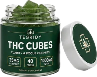 Tegridy THC Cubes gummies jar